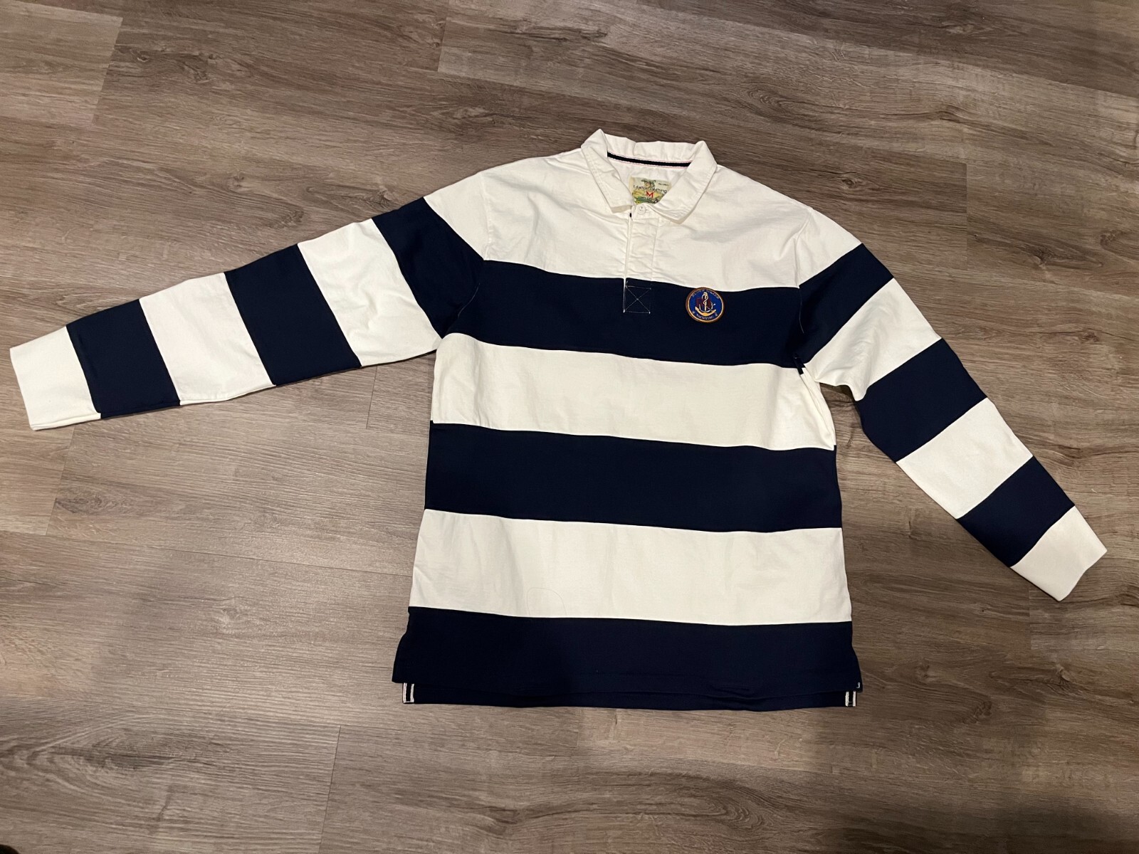 T. Dalton Block Island Yachting Mens LS Striped Logo Rugby Shirt Navy Sz M (B12) gallery