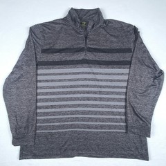 PGA Tour Mens XL Motionflux 360 Gray Striped Quarter Zip Golf Pullover Shirt