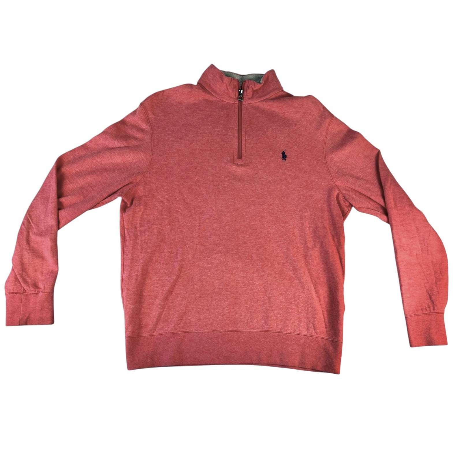 Polo Ralph Lauren Performance Quarter Zip Pullover Coral Red Pink Golf Sweater M gallery