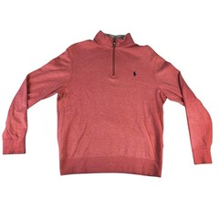 Polo Ralph Lauren Performance Quarter Zip Pullover Coral Red Pink Golf Sweater M