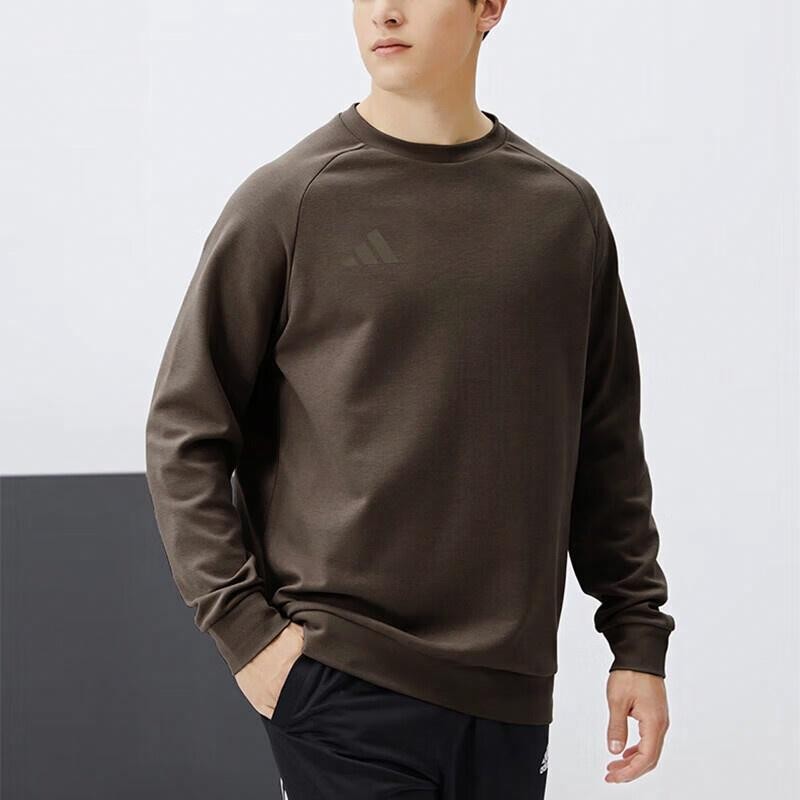 adidas Crew Neck Pullover Casual Long-Sleeve Sweatshirt Unisex Dark Brown gallery