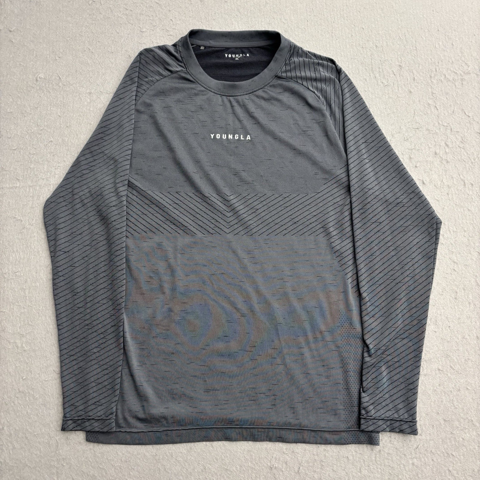 YoungLA Compression Shirt Mens XL Gray Long Sleeve Workout Gym Athletic Logo gallery