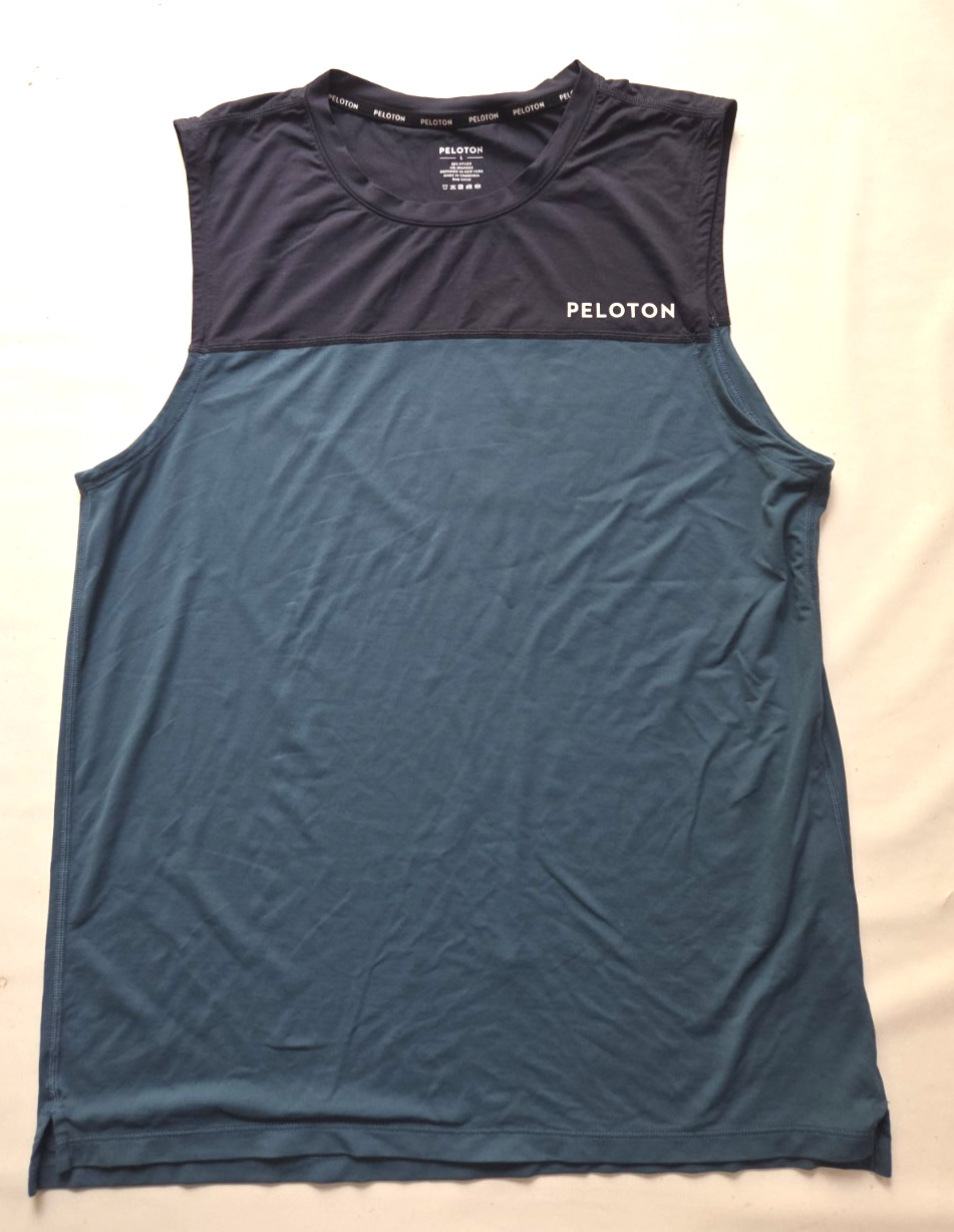 Men's size Large Peloton Athletic Cycling Sleeveless Tank Shirt blue/black gallery