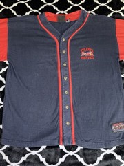 Vintage Atlanta Braves MLB Button Up Jersey Size XL Blue Genuine Merchandise Vtg