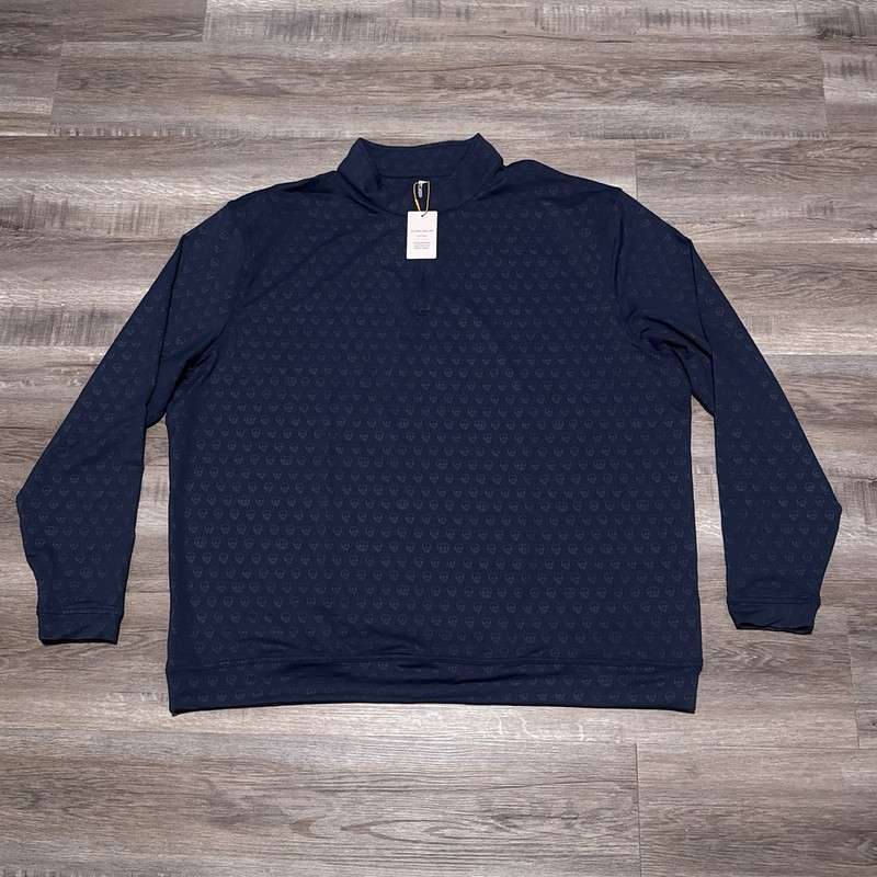 Peter Millar Quarter Zip Skull All Over Print Perth Melange Golf Pullover 3XL gallery