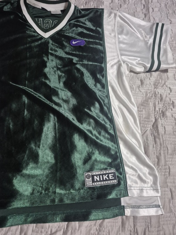 Vintage 90s Nike Basketball Jersey Shirt Xl Satin Dark Green Silky Shiny gallery
