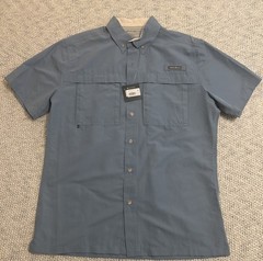 Eddie Bauer Men’s Medium Ripstop Guide Fishing Short Sleeve Shirt-chamblu Blue