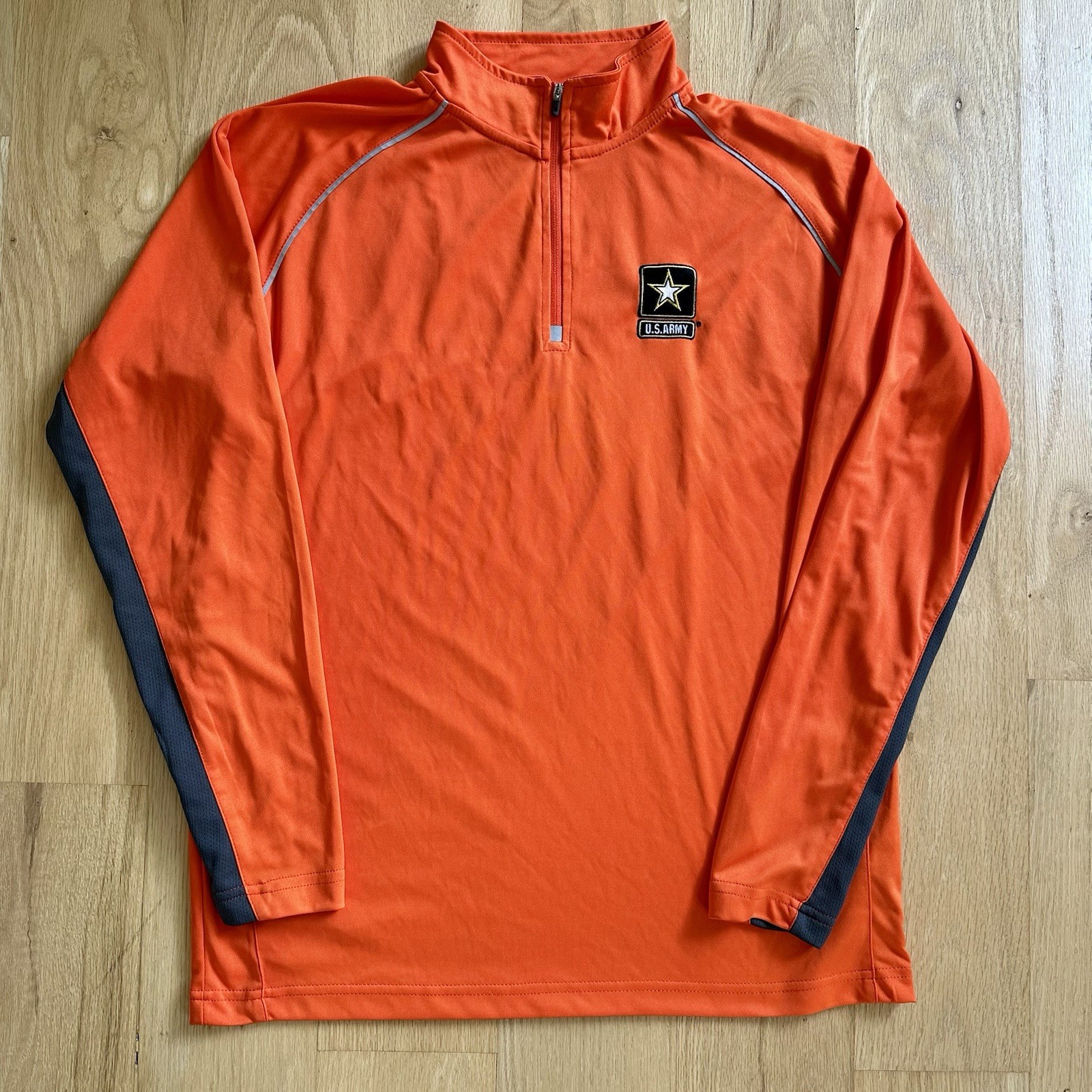 US Army Orange 1/4 Zip Performance Pullover - Men Medium - J America Sportswear gallery