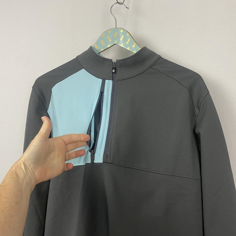 FootJoy Pique Sport Mid Layer Pullover Mens Large Gray Half Zip Golf Sweatshirt gallery