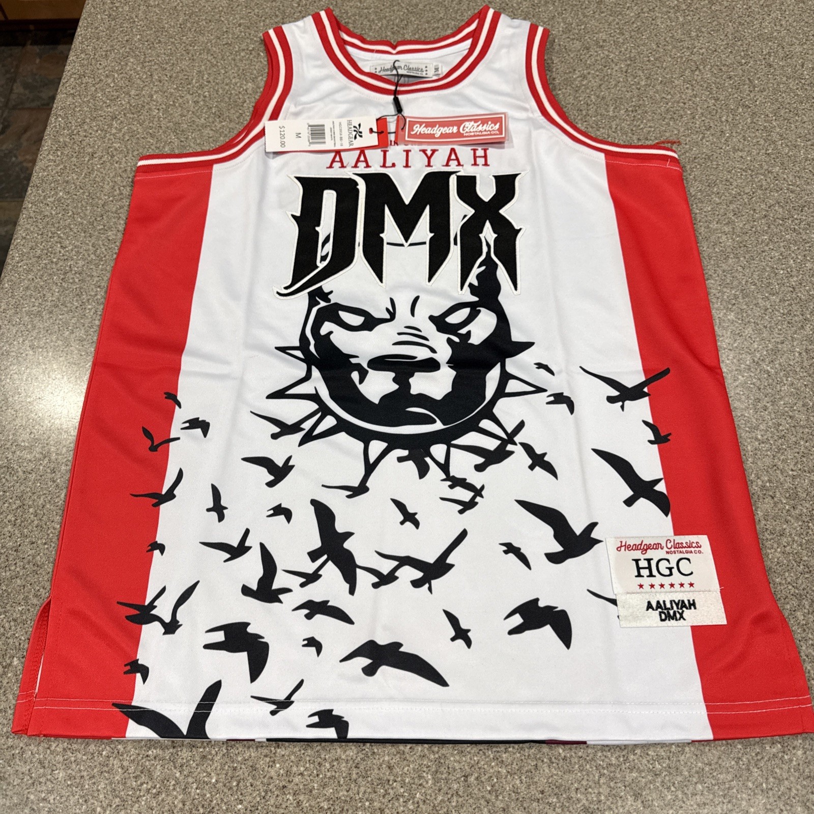 Headgear Classics - AALIYAH x DMX Basketball Jersey, White, Size M, NWT! gallery