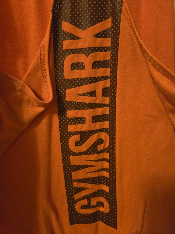 2 Gymshark React Stringer Tank Top Mens Small Orange/Blue Shark Graphic gallery
