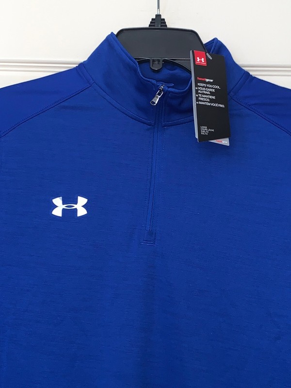NWT Under Armour HeatGear Novelty Locker Men's Medium 1/4 Zip Blue L/S Shirt gallery
