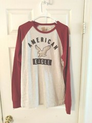 American Eagle Men Sz L NWT Longsleeve Crewneck Lightweight Pullover Shirt Logo