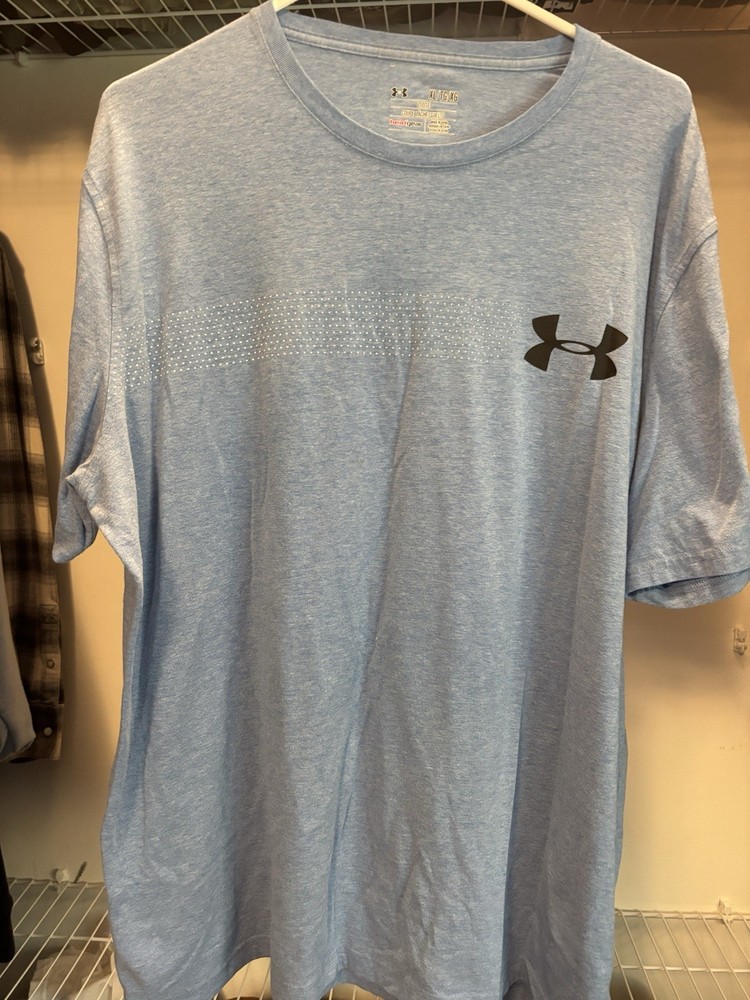 Under Armour HeatGear Men's XL Blue Solid Polyester Loose Crew Neck T-Shirt