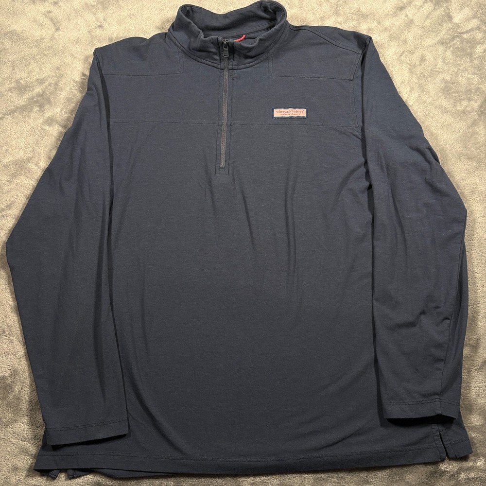 Vineyard Vines Edgartown Shirt Mens XL Black Pima Cotton Stretch Quarter Zip