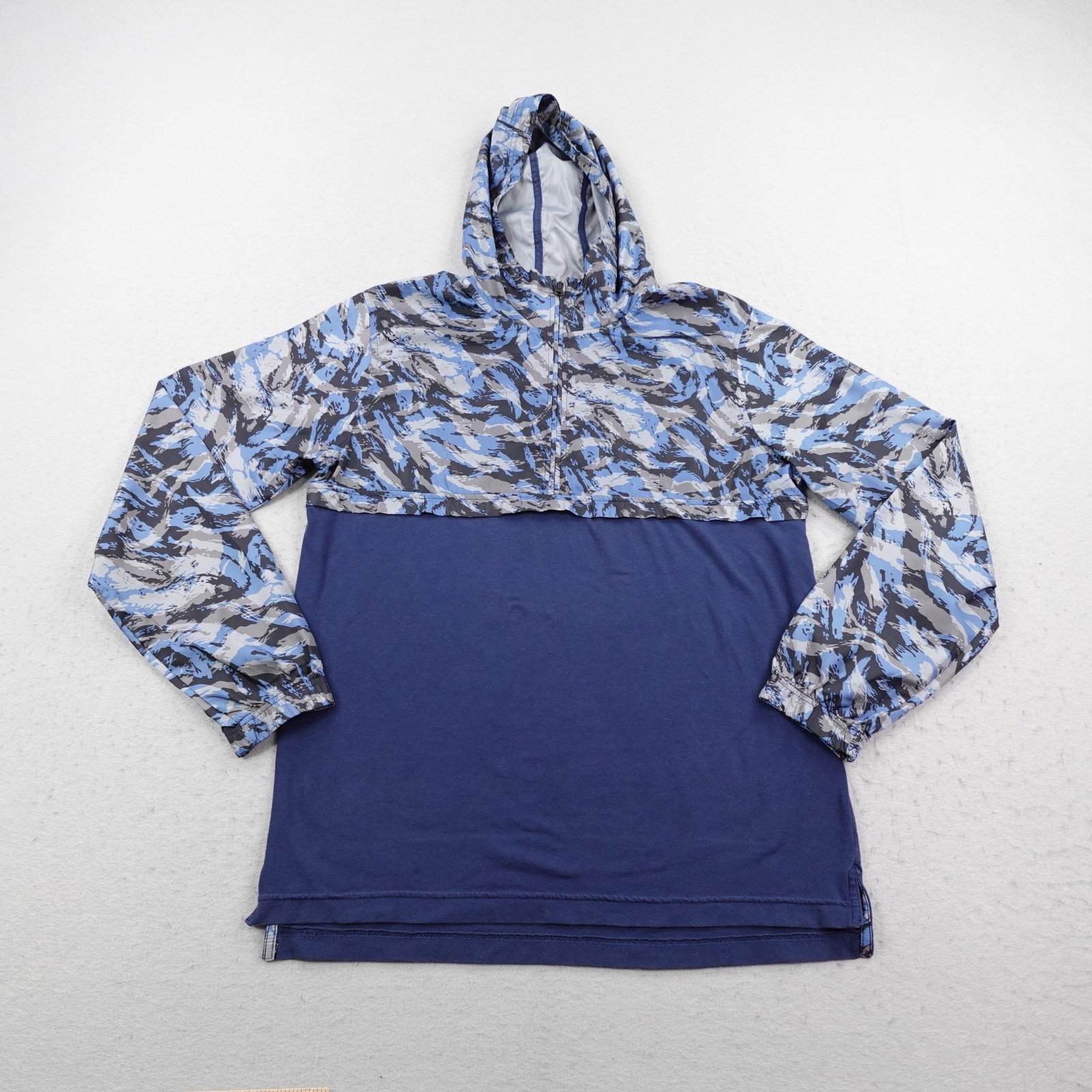 Under Armour Jacket Mens Large Fitted Blue Camo Wind Anorak Pullover 1/4 Zip gallery