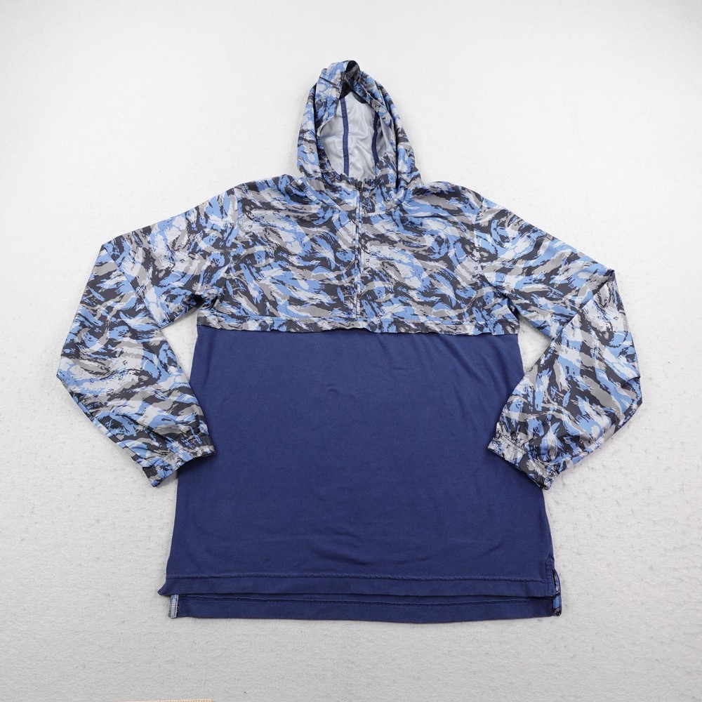 Under Armour Jacket Mens Large Fitted Blue Camo Wind Anorak Pullover 1/4 Zip