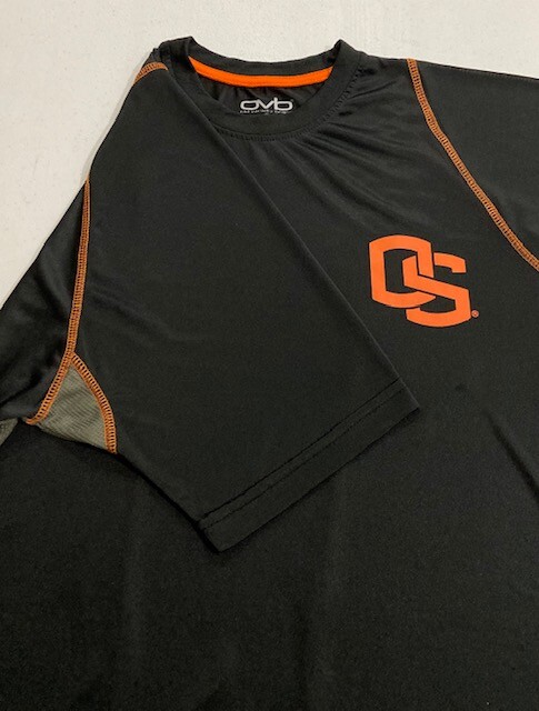 Men OSU Athletic Shirt Tag XL Actual Size L Short Sleeve Crew Black Sheer NEW gallery