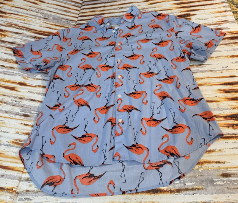 Men's Old Navy SIZE XL Shirt Flamingo Pink & Blue Short Sleeve Florida #0281 gallery