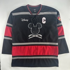 Disney Hockey Jersey Mickey Mouse XL Black Red Lace Up BoxLunch Pullover