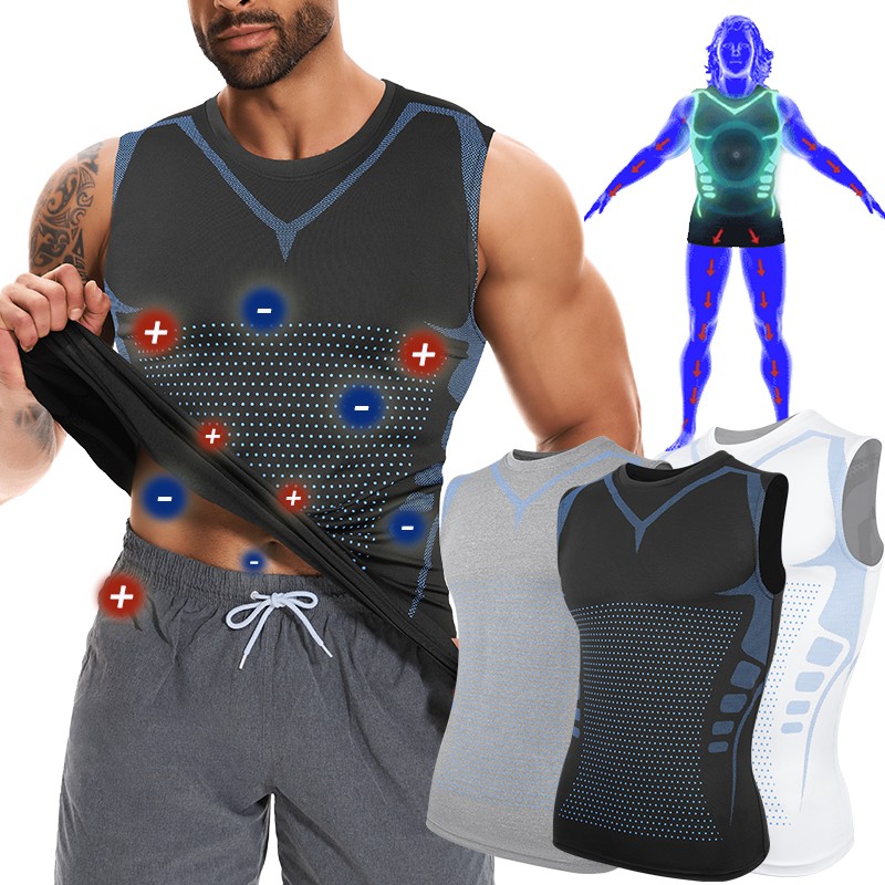 Men Compression Shirt Ionic Shaping Sleeveless Vest Gym Sports Workout Tank Tops gallery