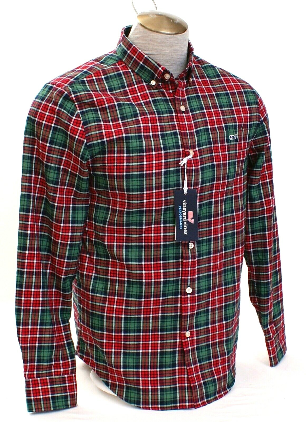 Vineyard Vines Red & Green Plaid Flannel Button Front Long Sleeve Shirt Men's gallery