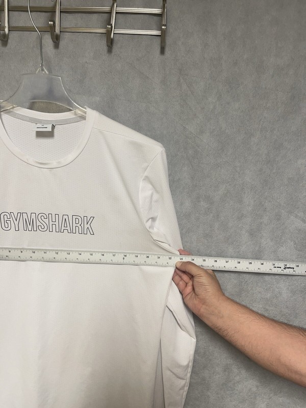 Gymshark Shirt Men XL White Performance Active Spell Out Workout Gym Training gallery