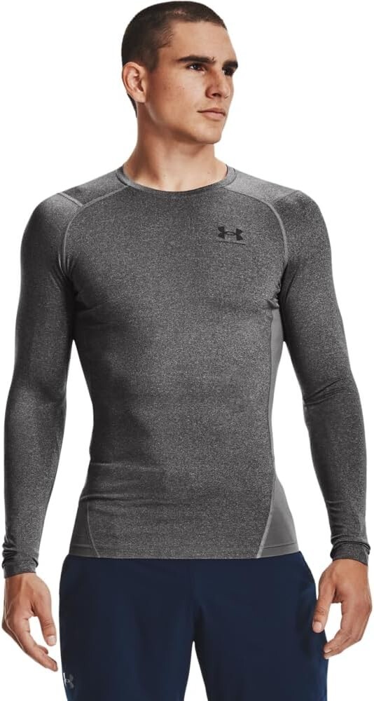 Under Armour Men's HeatGear Compression Long-Sleeve T-Shirt Gray Size M gallery