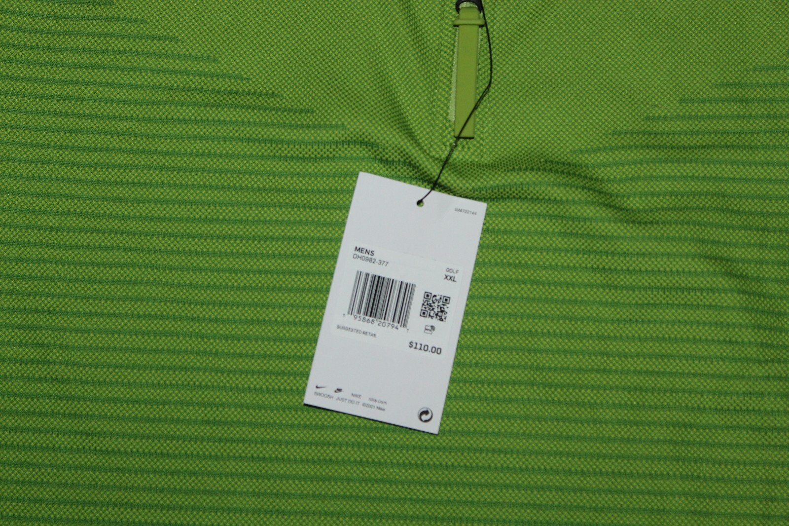 Nike Men's Dri-Fit Vapor 1/4 Zip Golf Green Pullover Top DH0982-377 Sz XXL $110 gallery