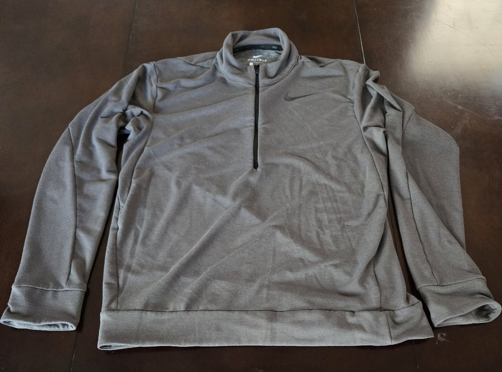 Nike Dri Fit Pullover Mens Medium Long Sleeve Gray 1/4 Zip Training Sports