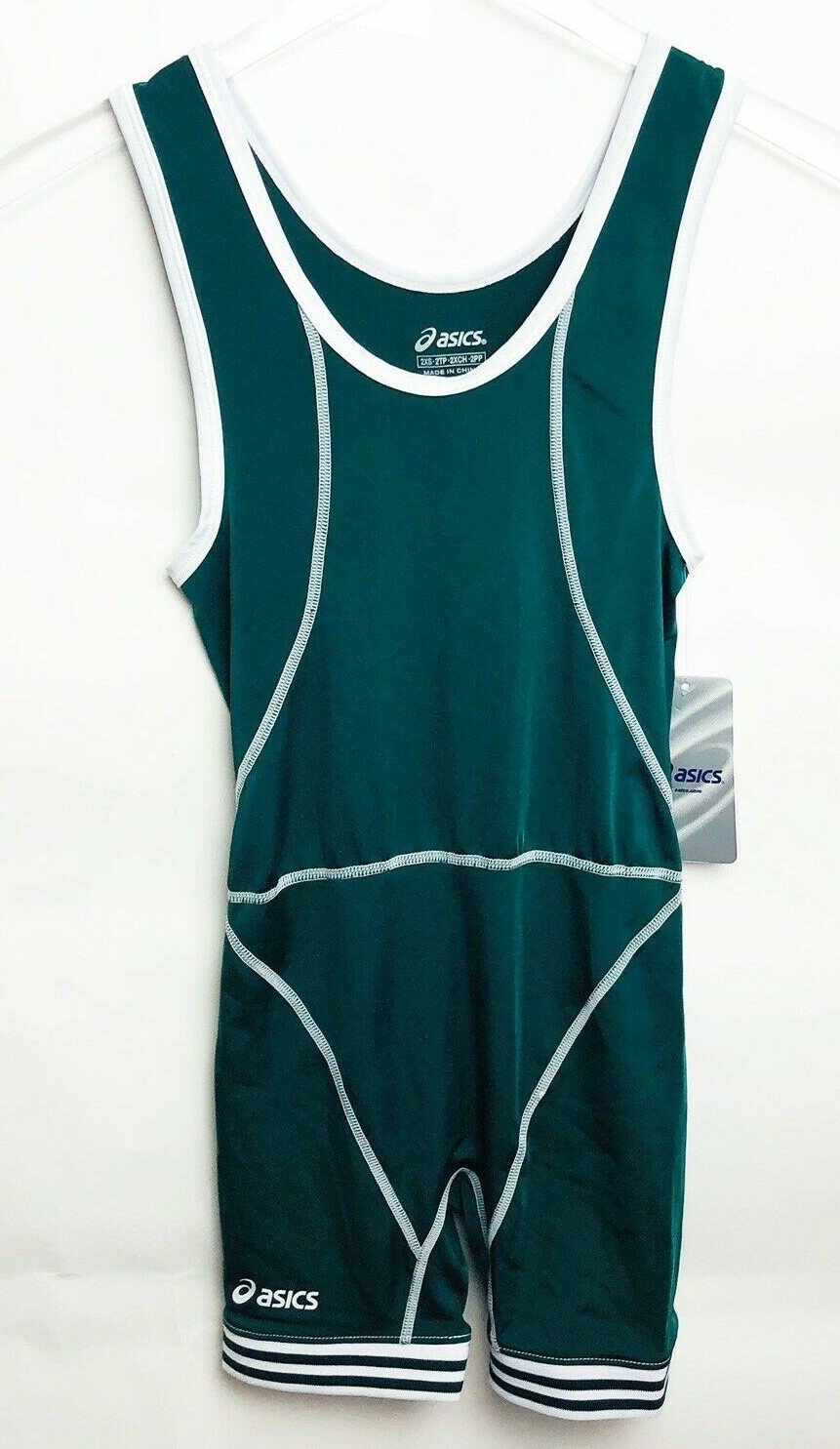 Asics SNAP DOWN Men's JT1151 Green/White Wrestling Singlet 2XS NEW gallery