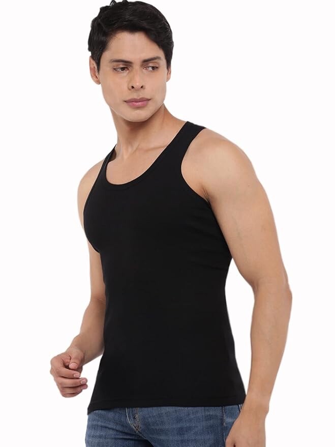 Dollar Bigboss Men's Vest 100% Combed Styled Stretch Sleeveless Scoop Neck Rib F gallery