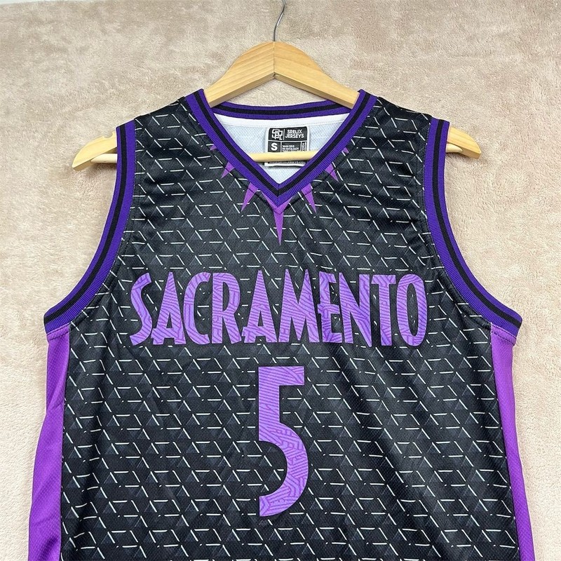 Srelix Men's Sacramento Jersey Black Purple Design Size Small Fox #5 AOP gallery