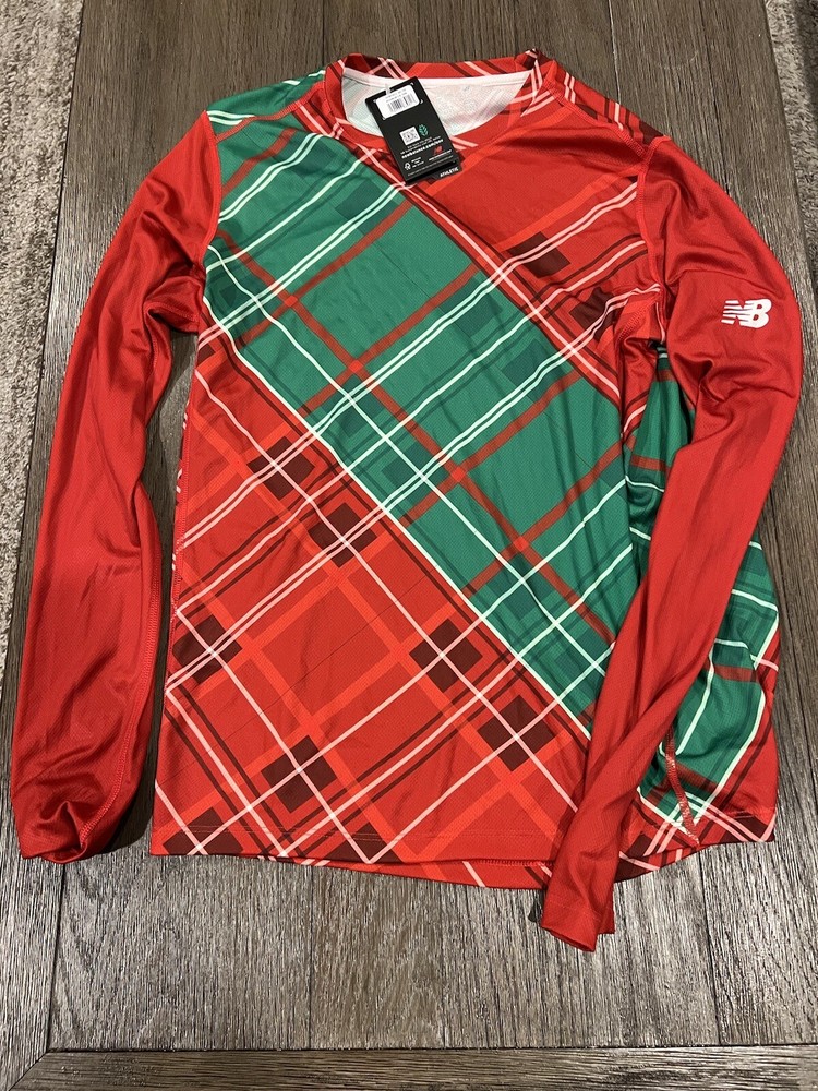 Mens New Balance Pro Elite Shirt Running Top Green Red Plaid New Medium Achieve