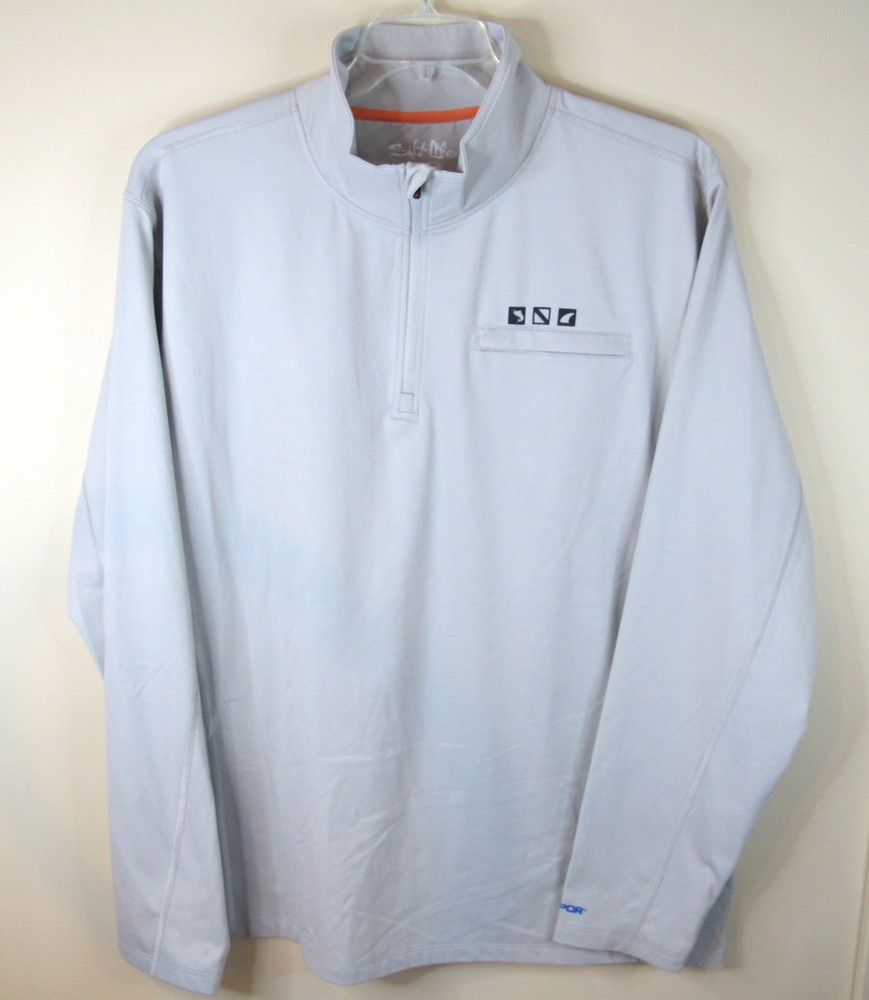 Salt Life SLX Performance 1/4 Zip Pullover Fishing Shirt Men's XXL Uvapor Gray