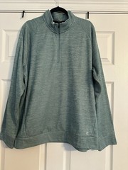 Men’s 1/4 Zip Long Sleeve Pullover by Zelos, Size XL, Light Aqua Color