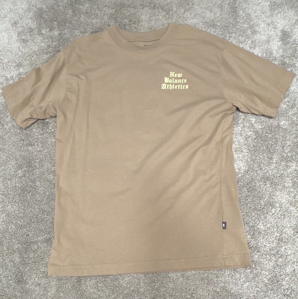 New Balance Beige Men's Medium Crew Neck Short Sleeve T-Shirt FREE SHIPPING