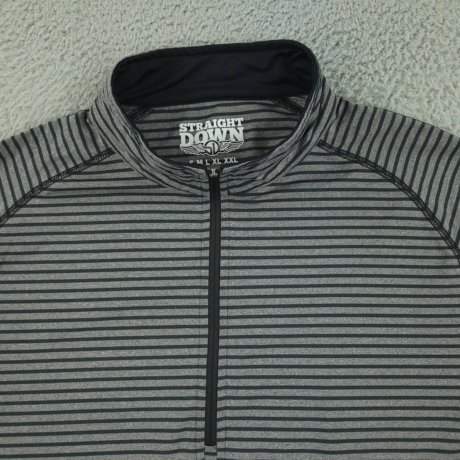 Straight Down Pullover Mens Large Gray Black Striped Quarter Zip Golf Raglan gallery