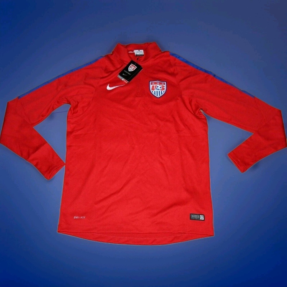 NIKE USA NATIONAL TEAM HALF- ZIP WARM UP MENS SOCCER SHIRT - MENS SIZE MEDIUM
