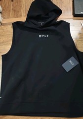 NWT BYLT Roamknit Hooded Tank Mens XL Black Stretch Athletic Comfort Gym