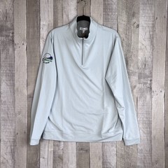 Peter Millar Perth Performance 1/4 Zip Pullover Golf Stretch Men Large Gray Logo