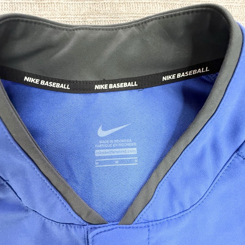 Nike Baseball Hot Jacket Mens Medium Blue Short Sleeve Pullover Cage Windshirt gallery