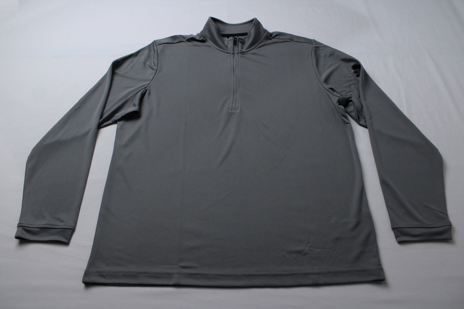 Adidas Men's Solid Long Sleeve Quarter Zip Pullover Top EJ3 Onix Large NWT gallery