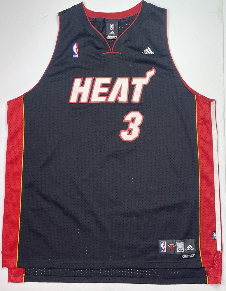 Dwyane Wade Men's Large XXL Adidas Swingman Miami Heat NBA Jersey Black Vintage