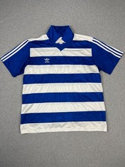 Vintage Adidas Soccer Jersey Mens L Blue White Stripe V Neck Queen Park Ranger