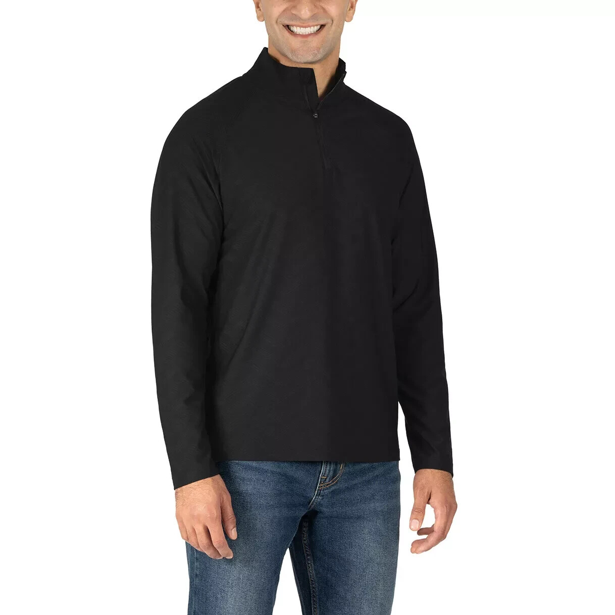 Gerry Men's Active Quarter Zip Regular Fit Top, Black, Size M gallery