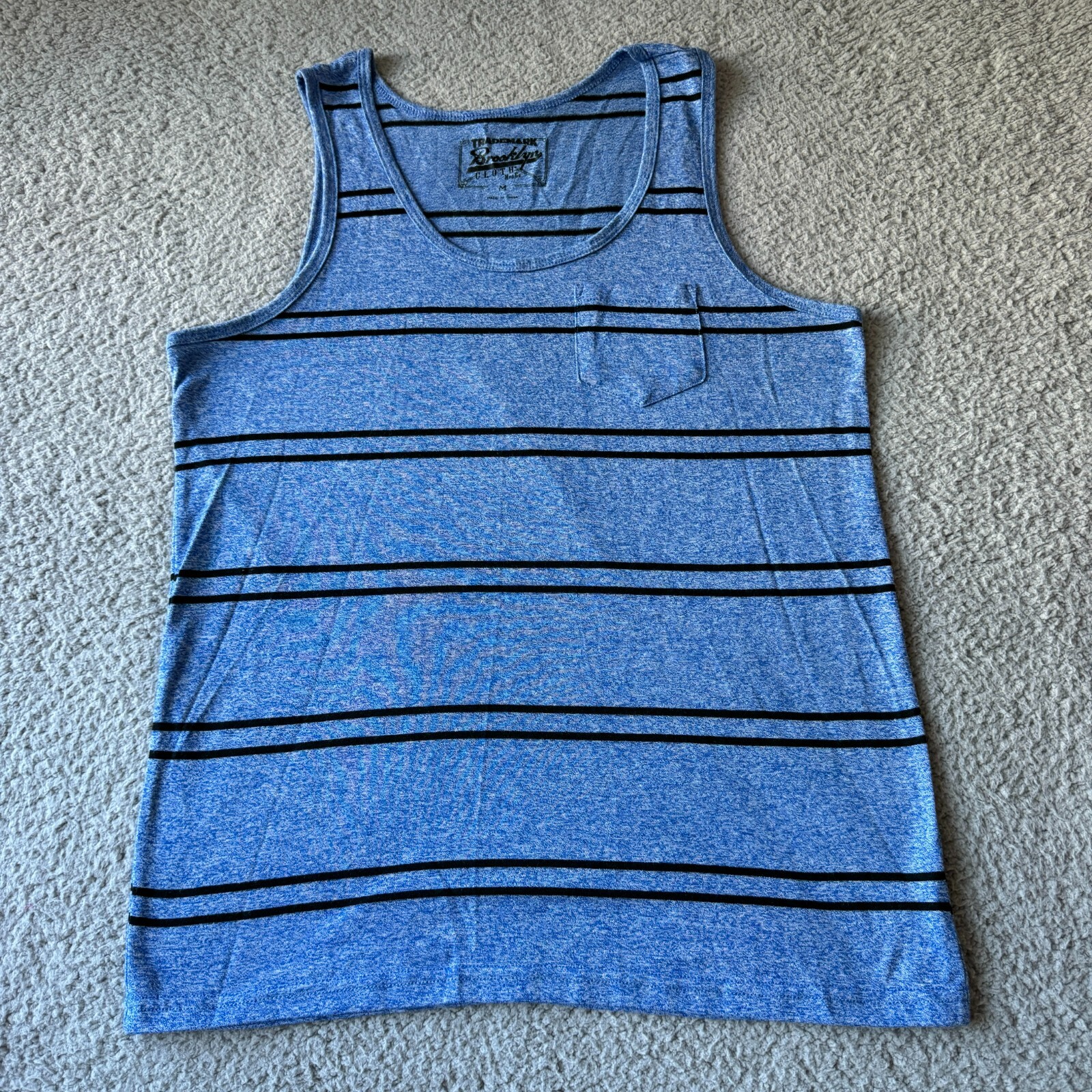 NEW Brooklyn T Shirt Mens Medium Blue Stripe Tank Top Vest Train Sports Beach gallery