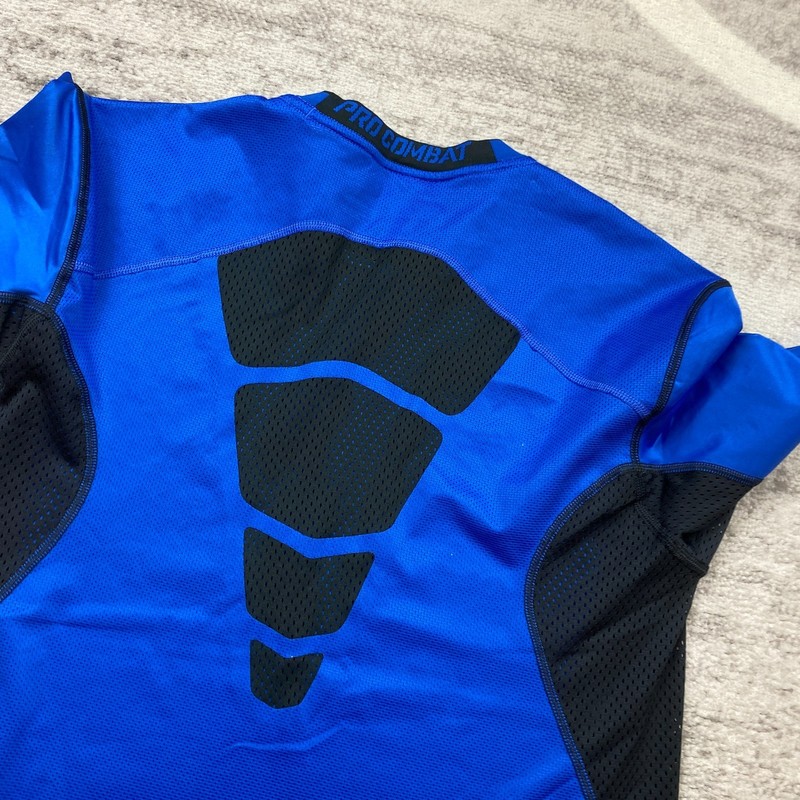 Nike Pro Combat Shirt Medium Blue Black Performance Swoosh Drifit Prep Hiker Men gallery