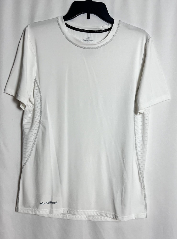 NordicTrack Men’s Short Sleeve Performance Stretch T-Shirt Color White Size M