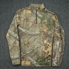 Under Armour Pullover Men XL Green Brown Camo Scent Control Realtree Quarter Zip
